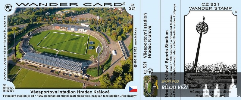 Stadion v Hradci Králové Malšovicích s dominatnou 